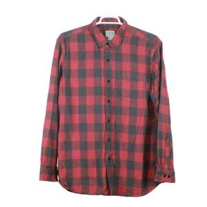 LL Bean Red Scotch Plaid Flannel Cotton Traditional Fit Shirt Size XL